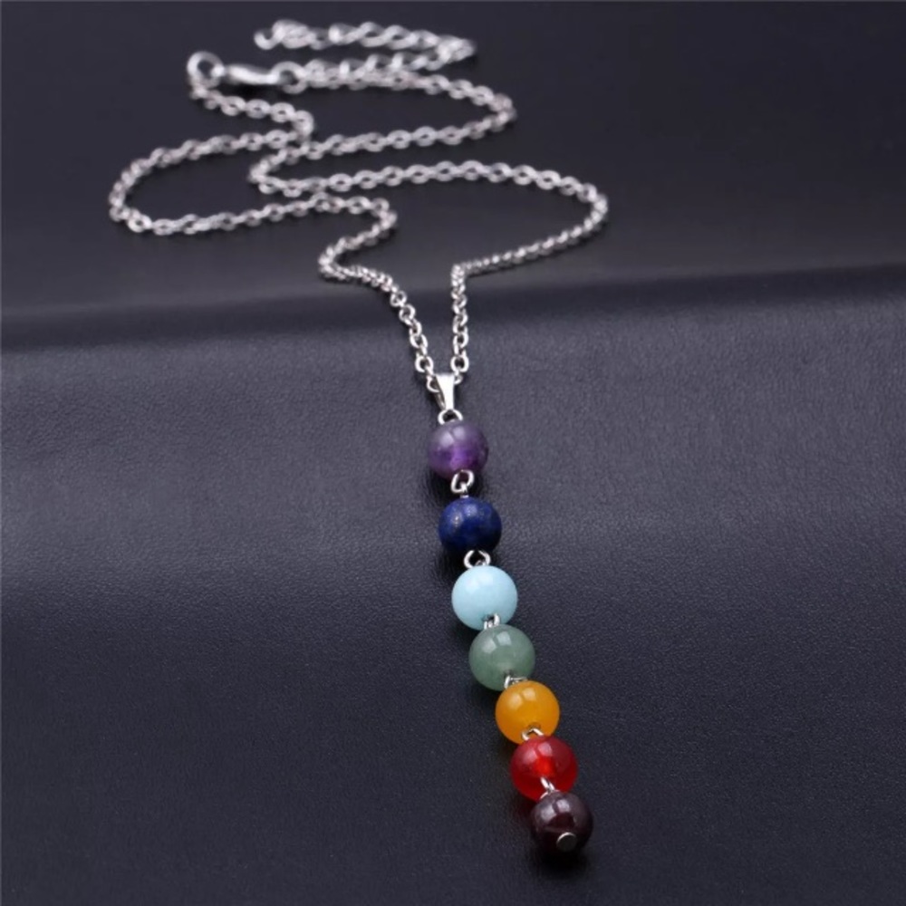 ❤️gorgeous🌈 multicolor beads silver necklace - Picture 7 of 8